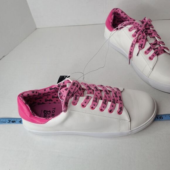 10W Barie Logo Pink White Lace Up Sneaker Lined Barbie Extra Wide Width Torrid - Picture 11 of 11